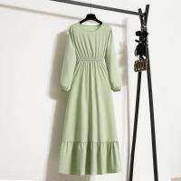 Vestido Largo Para Mujer Verano Otoño Mujer Vestidos Sólidos Manga Larga Cuello Redondo Casual Chiffon Vestidos Musulmanos Sólidos Sueltos Maxi - details 8