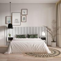 Skraut Home - Cabecero con dos mesitas rectangulares - Listones Decorativos - medidas totales 258x107x3cm - Para Camas de 150,160,180 cm - Con almacenamiento adicional - Estilo Moderno - Varios colores disponibles - details 0