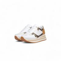 Zapatillas de cuña para vestir con decoración de cremallera color blanco negro y verde combinados con el dorado JF3547 - details 5