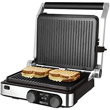 Parrilla eléctrica de 2000 W con control de temperatura en cada plancha de forma independiente, placas extraíbles y antiadherentes  con revestimiento de aluminio fundido. - 1