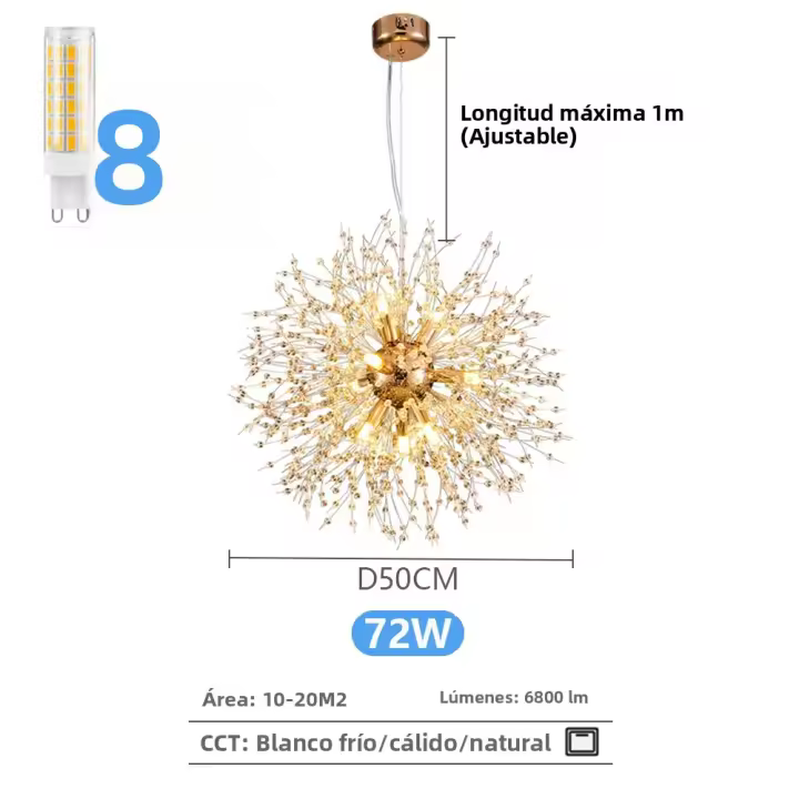 Lámpara De Cristal LED IRALAN Estilo Moderno Chandelier De Dandelion Iluminación Creativa Para Sala De Estar Comedor Bar - 1