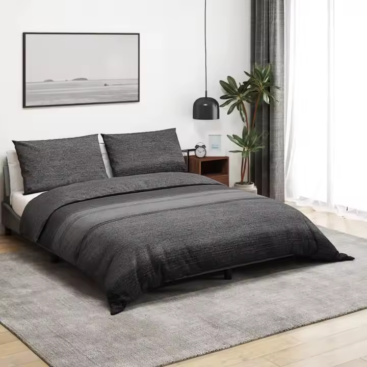 Juego de funda nórdica algodón gris oscuro 260x220 cm - 1