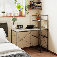 HOMCOM Escritorio con Estantería Reversible Industrial Escritorio con Marco de Acero Mesa de Estudio para Oficina Dormitorio 110x53x115,5 cm Roble y Negro - details 1