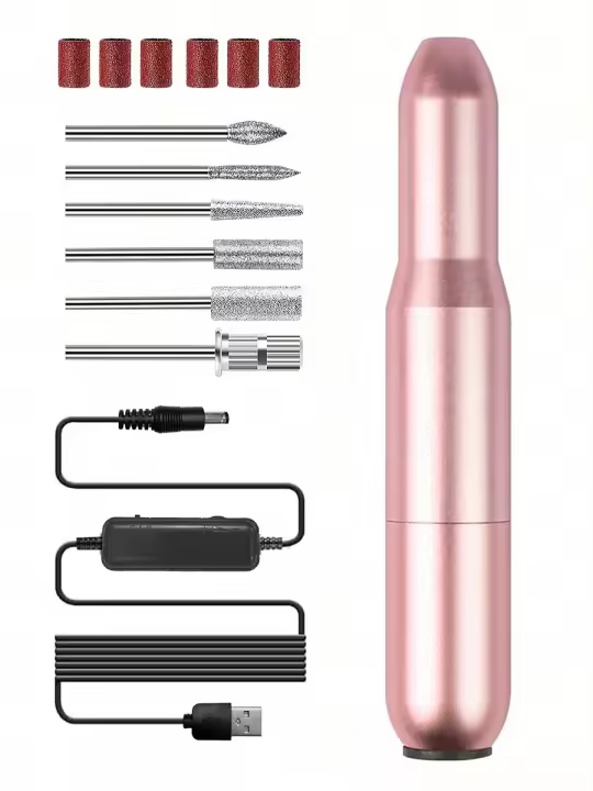 Set De Taladro Eléctrico Para Uñas Con Bits Y Anillo De Limpieza USB Portátil Máquina De Uñas Para Salon Y Uso Doméstico - 1