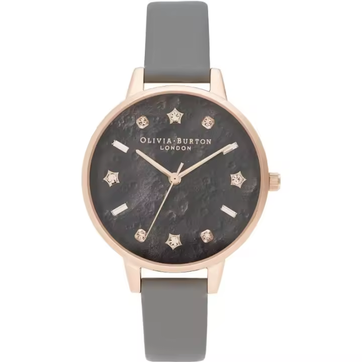 Olivia Burton Reloj Analógico de Cuarzo para mujer con correa de cuero vegana Gris - OB16GD55 - 1