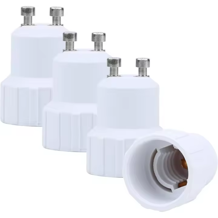 Adaptador de portalámparas GU10 a E14 4X en color blanco - Juego de 4 conversores de reformateo para portalámparas para bombillas incandescentes, LED, halógenas y de bajo consumo - 1