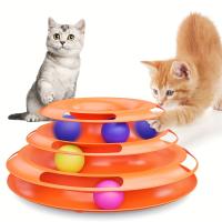 Juguete Educativo Para Gatos Torre De Juego Interactiva Con Rueda De Cuatro Capas Para Gatos Domésticos Interiores Plástico Sin Batería - details 5