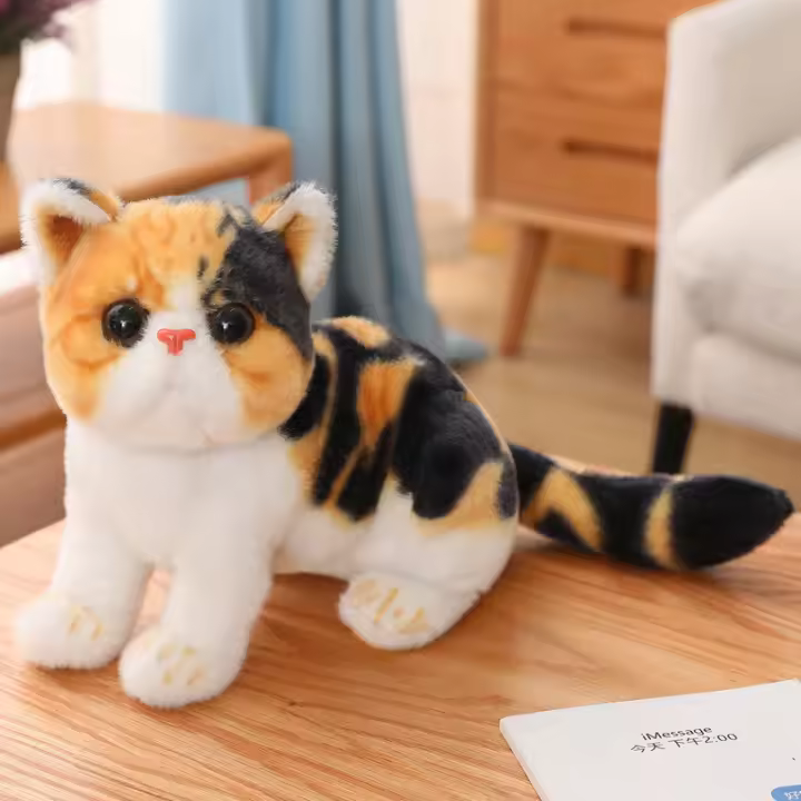 Muñeco de peluche de gato de simulación, adorno para sofá cama, regalo de cumpleaños creativo - 1