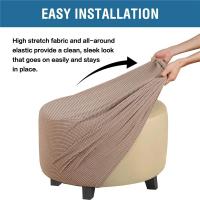 Cubierta De Terciopelo Polar Elástica Para Pie De Silla 1PC Cubierta De Ottomán Redonda De Spandex Protector De Pie De Silla Para Sala De Estar Hogar - details 9