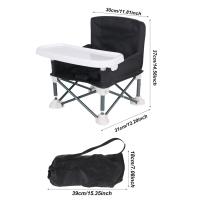 Trona portátil plegable para bebé con correa de seguridad y bandeja de comedor, silla de playa para niños, cómodo asiento de alimentación para niños que acampan - details 1
