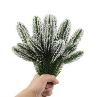 6Pcs/Pack Ramas De Pino Navideñas Artificiales Para Adornos De Casa Y Árbol De Navidad Decoración De Año Nuevo Blanco Y Verde - details 8