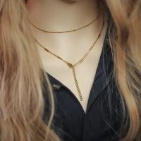 Cadena De Cobre Cruzada Y Ondulada Ajustable En Acero Inoxidable Platinado Dorado 45CM Con Cierre De Langosta Para DIY Y Joyería - details 5