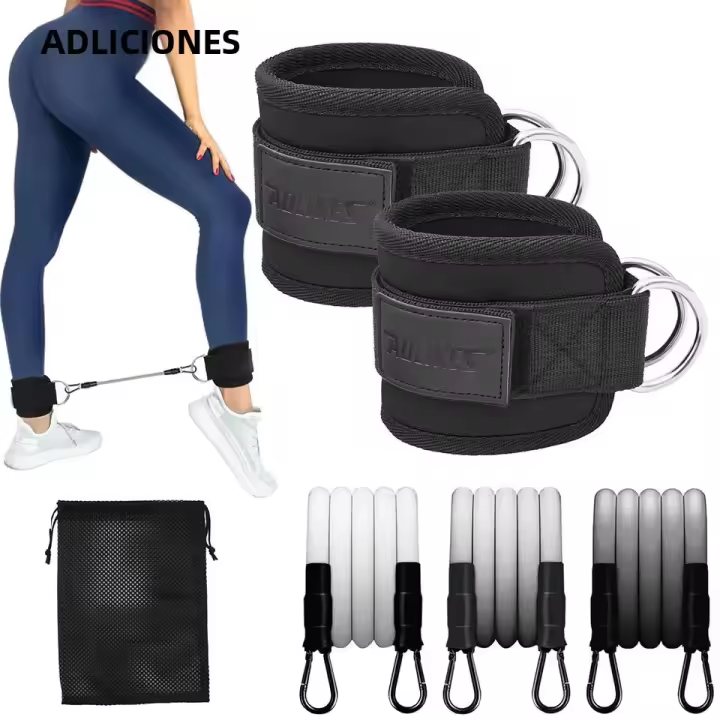 AOLIKES Banda De Resistencia Para Tobillo Con Cubre Tobillos Para Ejercicio De Muslos Y Piernas Correa De Ankle Con Bandas De Resistencia Para Entrenamiento De Fuerza Unisex - 1