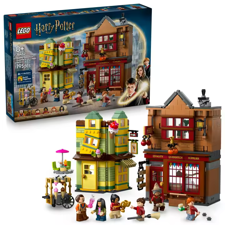 [PREVENTA] LEGO® Harry Potter™ Artículos de Calidad para Quidditch™ y Heladería Juego con Tiendas del Callejón Diagon, Mágico Obsequio de Cumpleaños para Niños y Niñas de 8 Años o Más 76452 - 1