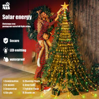 Luces De Cadena Solar Para Exterior 280 LED Estrella Faeir 9 Hileras 9.8ft Luces De Árbol Cascada 8 Modos Impermeables Para Decoración De Jardín - details 8