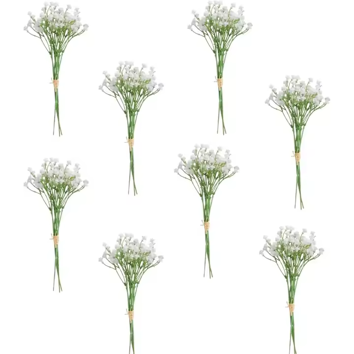 Paquete de 12 plantas artificiales de Gypsophila de seda, flores de aliento de bebé, flores blancas falsas de Gypsophila DIY (blancas) - 1