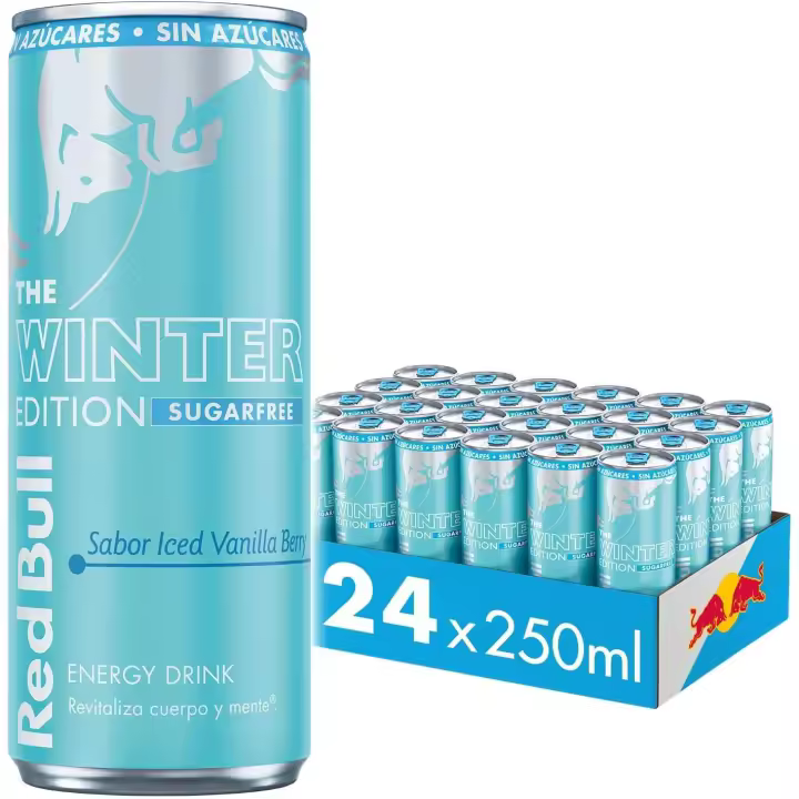 Caja de Red Bull Sin Azúcar Edición Invierno Bebida Energética - 24 unidades de 250ml - 1