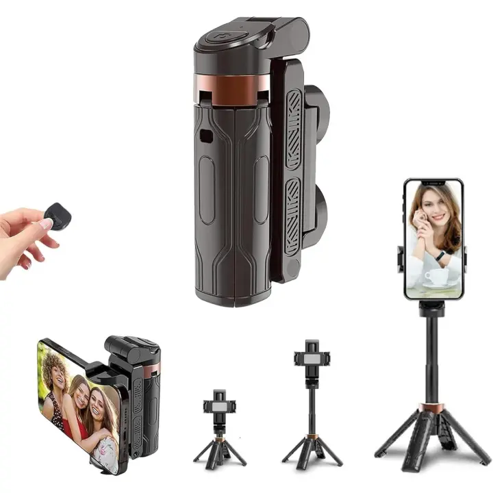 Mini trípode para selfies, trípode portátil mágico para teléfono selfie - 2025 Pocket Flex Jj02 Trípode con control remoto Razunoth giratorio de 360° - 1