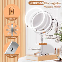 Espejo De Maquillaje De 8 Pulgadas Con Doble Cara Y Lámpara 10X Magnificación 3 Colores De Luz Adjustabilidad De Brillo Y Altura - details 5