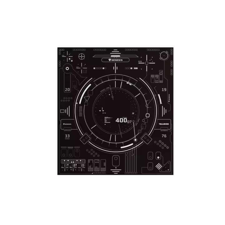 Genesis Tellur 400 Square HUD - Alfombra para Silla - Negro Blanco - Tela Caucho - Antideslizamiento - 1