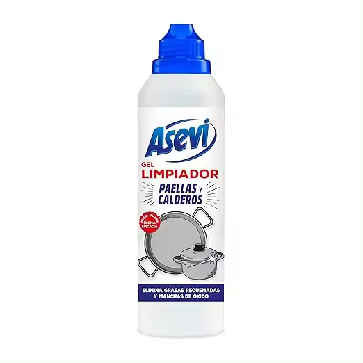 Asevi Limpiador Paellas, Calderos y Ollas 450  ML - Gel Desengrasante, Limpia, Desincrusta, Abrillanta, Elimina Manchas Oxido y Cal, Sin Perfume, Maxima Eficacia - 1