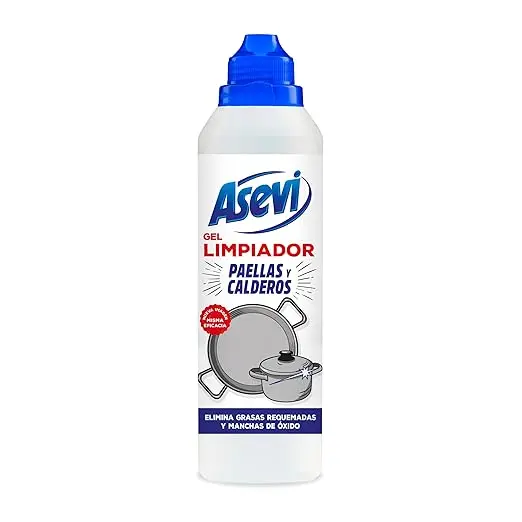 Asevi Limpiador Paellas, Calderos y Ollas 450  ML - Gel Desengrasante, Limpia, Desincrusta, Abrillanta, Elimina Manchas Oxido y Cal, Sin Perfume, Maxima Eficacia - 1