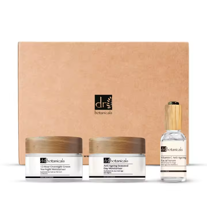 Dr Botanicals Crema hidratante nocturna de té verde de 12 horas, crema facial de algas marinas y Sérum facial anti-envejecimiento de vitamina C - 1