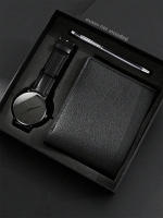 Reloj De Cuarzo Para Hombre Con Escala Y Diamantes 3PCS Set De Oficina Con Monedero Y Pluma Giratoria Regalo Seleccinado - details 0