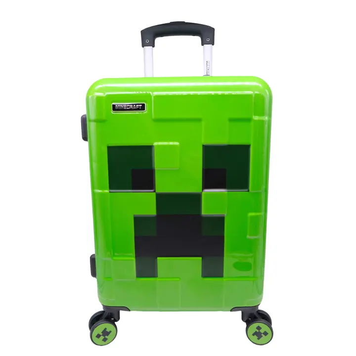 DAM Minecraft Trolley Cabina. 4 ruedas Giratorias y multidireccionales. Material policarbonato termoformado con diseño Minecraft. Incluye candado TSA de combinación.  35x21,5x54,5 Cm. Color: Verde - 1