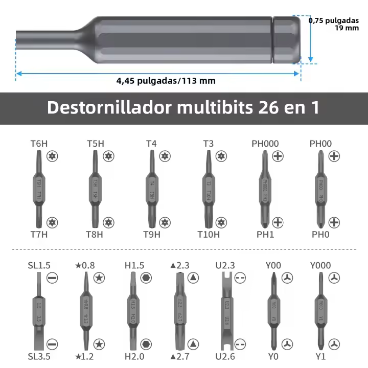 Juego De Destornilladores Precisi\u00f3n 27/39 En 1 Con Punta Manual Y 38 Piezas Torx Filos Dinamom\u00edticos Mini Herramienta De Reparaci\u00f3n Con Cabezales Variados Y Acero De Aluminio - 1