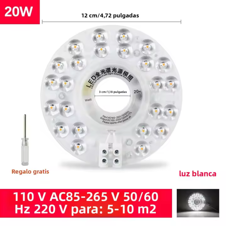 Luz De Techo LED Panel 85V-265V Módulo LED Redondo Reemplazo 20W 40W 60W 100W Para Iluminación Interior Instalación En Techo - 1