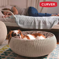 Curver - Cama para perros, medidas de 55x54x21 cm, color arena, incluye cojín de fibra de poliéster lavable con acabado de felpa acolchado, estructura de polipropileno, camas para perros pequeños, cama para mascotas - details 1