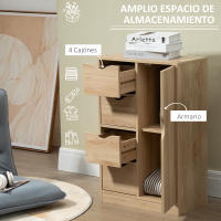 HOMCOM Armario de Salón Aparador Auxiliar con 4 Cajones 1 Puerta y Estante Interior Mueble de Almacenaje Multiusos para Baño Dormitorio Comedor 54x29x83 cm con Grano de Madera - details 4