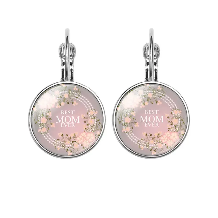 Regalo del Día DE LA Madre Amor de Mamá MAMÁ Pendientes de Piedras preciosas de tiempo en forma de corazón Ganchos de Oreja simples Coreanos - 1