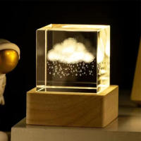 Soporte De Madera Recargable Para Lámpara LED Cuadrada Luz Nocturna Decorativa Para Escritorio Iluminación Sólida De Madera Base De Arte - details 0