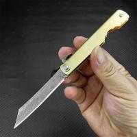 Cuchillo De Bolsillo Mini Higonokami Con Hoja De Acero Damasco Y Mango De Latón Para Camping Y Uso Táctico Multifuncional Herramienta De Mano - details 9