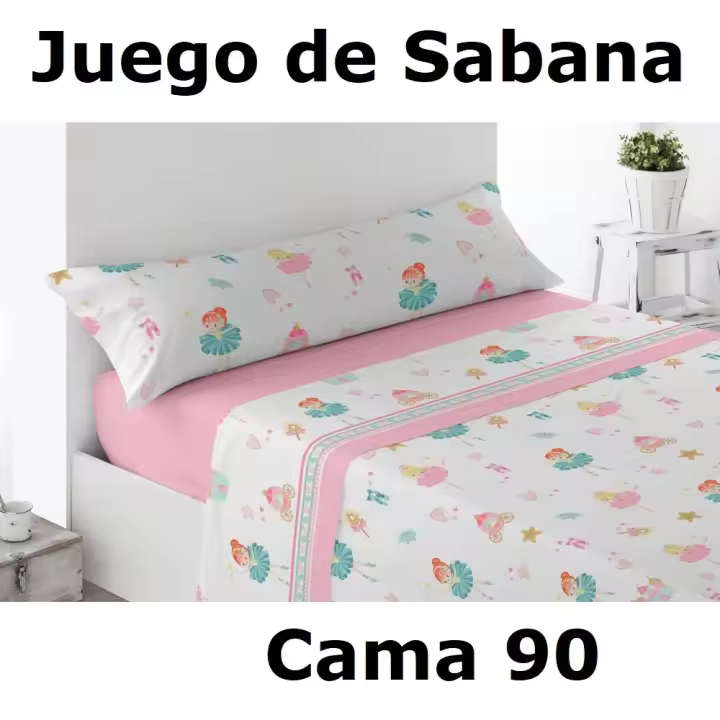 Juego Sábanas para niña Cama De 90, 3 Piezas ,Sábana Bajera, Encimera, Funda de Almohada,microfibra 100% poliester,cm,fespu - 1