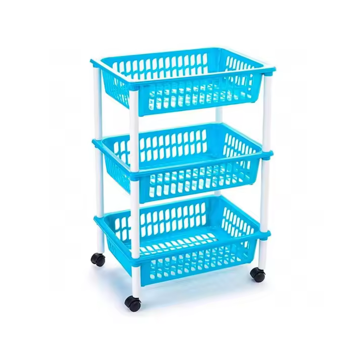 MAXHOME-Carrito verdulero Modelo PLFT de plástico con 3 Niveles y Ruedas, cestas apilables portaobjetos, Frutas, Verduras, Cocina, baño ( 61 x 40 x 30 cm) - 1