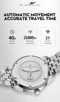 Reloj De Diversión WM Watch Welly Merck WM165 Para Hombre Resistente Al Agua 200M Serie Piloto Mecánico Automático Con Cristal De Zafiro Marcas Arábigas Acero Inoxidable - details 3
