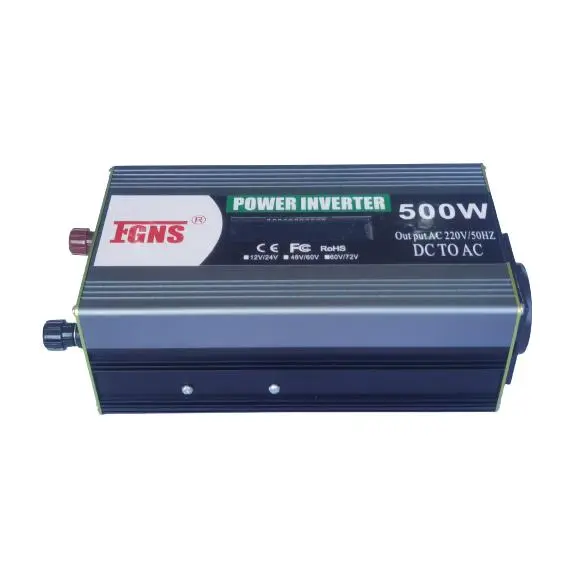 FGNS.Inversor Corriente DC/AC 500W Convertidor 12V/24V DC a 210V/220V/230V AC Dual Puertos USB 5V/2.1A - 1