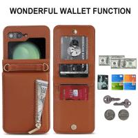 Z Flip 5 Funda, funda de cremallera crossbody para Samsung Z Flip 5 con titular de la tarjeta de oro rosa - details 0
