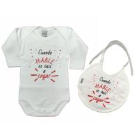 Babero ó Body ó Pack Body+Babero BEBÉ Frase : " Cuando Hable os Vais a Cagar " Regalo Ideal para RECIÉN Nacidos Y PAPÁS. Body para BEBÉ - details 2