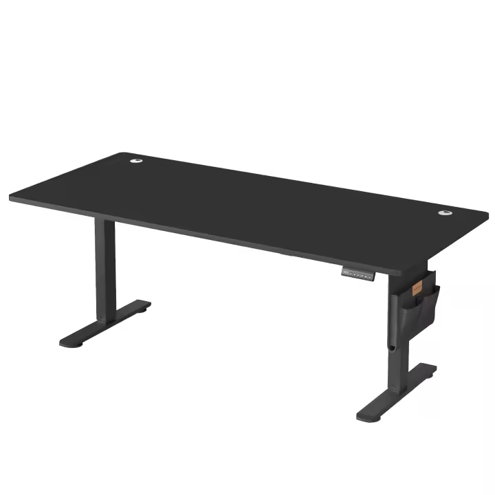 SONGMICS Escritorio Eléctrico, Regulable en Altura, 180 x 80 cm, Regulación Continua, 4 Alturas de Memoria, Marrón Rústico/Blanco Nube/Negro Tinta/Roble Dorado - 1