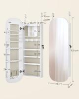 Espejo joyero de pared con luz led y cerradura, organizador con varios compartimentos para pendientes y collares, color blanco, habitación, dormitorio - details 8