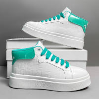 Zapatos Casuales Para Hombre Blanco Con Plataforma Alta Calidad Tenis De Exterior Deportivos De Tenis Talla Verdadera Para Adultos Material Superior PU Suela De PVC Transpirable Y Massajeador - details 24