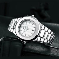 Reloj De Lujo Para Hombre 2023 Reloj De Pulsera De Cuarzo Resistente Al Agua Con Luminiscencia Y Fecha En Acero Inoxidable Cuadrado - details 8
