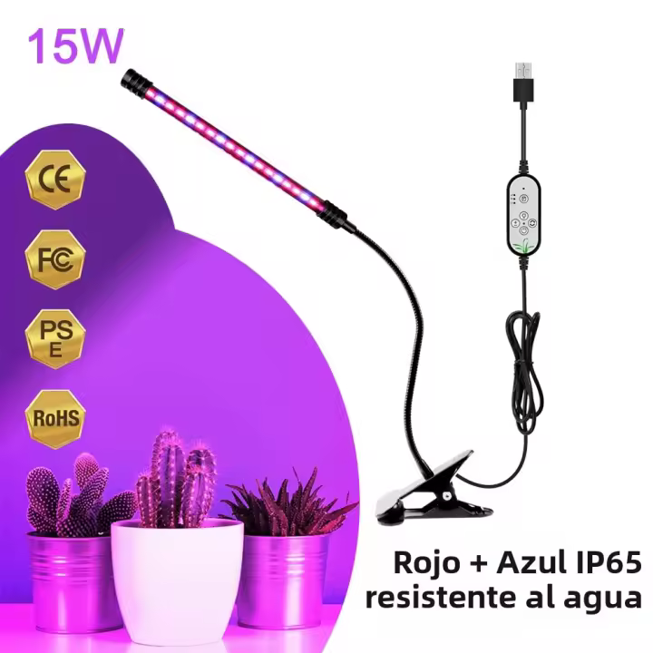 Lámpara De Crecimiento Para Plantas 5V Espectro Completo IP65 Impermeable Dimmable Interior 15W 30W 45W 60W Con Tiempo De Crecimiento Luz De Relleno 5 Niveles - 1