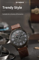 Reloj De Cuarzo Para Hombre Estilo Deportivo Y Retro Con Correa De Cuero Adecuado Para Estudiantes Y Negocios Sin Movimiento Métrico Nueva Moda SYNOKE - details 7