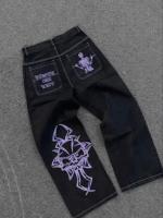 Pantalones Vaqueros Retro Y2K Para Hombres Con Bordado De Calavera Estilo Hip Hop Holgado Con Pierna Ancha Tejido De Lino Calidad Superior Moda Casual - details 9