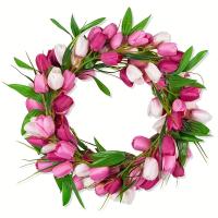 Nueva Rama De Tulipán Imitada Cifrado Para Decoración De Casa Y Boda Al Aire Libre Adorno De Puerta Corona De Flores De Tulipán - details 2